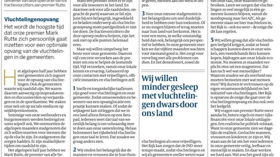 Open brief in de Volkskrant